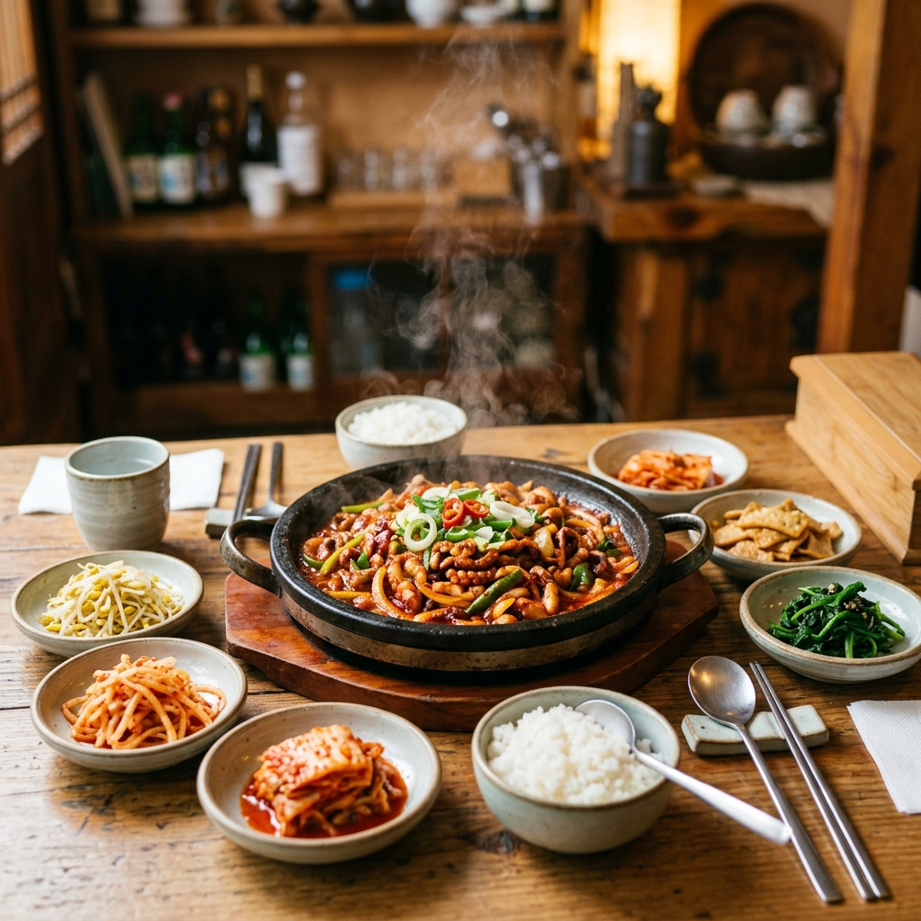 ร้านปลาหมึกผัดเผ็ดระดับตำนานที่คนท้องถิ่นยืนต่อคิว, คยองอิลนากจิ (경일낙지 제주본점)